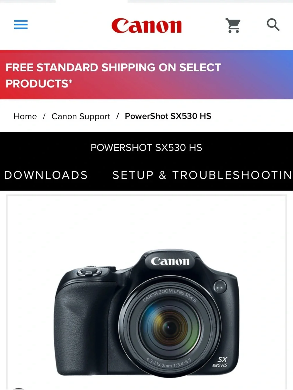 Canon PowerShot SX530 HS Digital Camera in Black with Blue Lens Accents